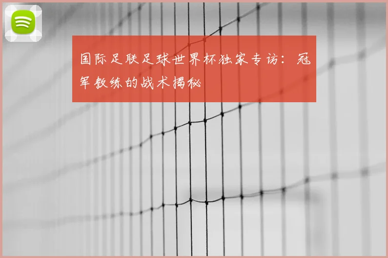 国际足联足球世界杯独家专访:冠军教练的战术揭秘